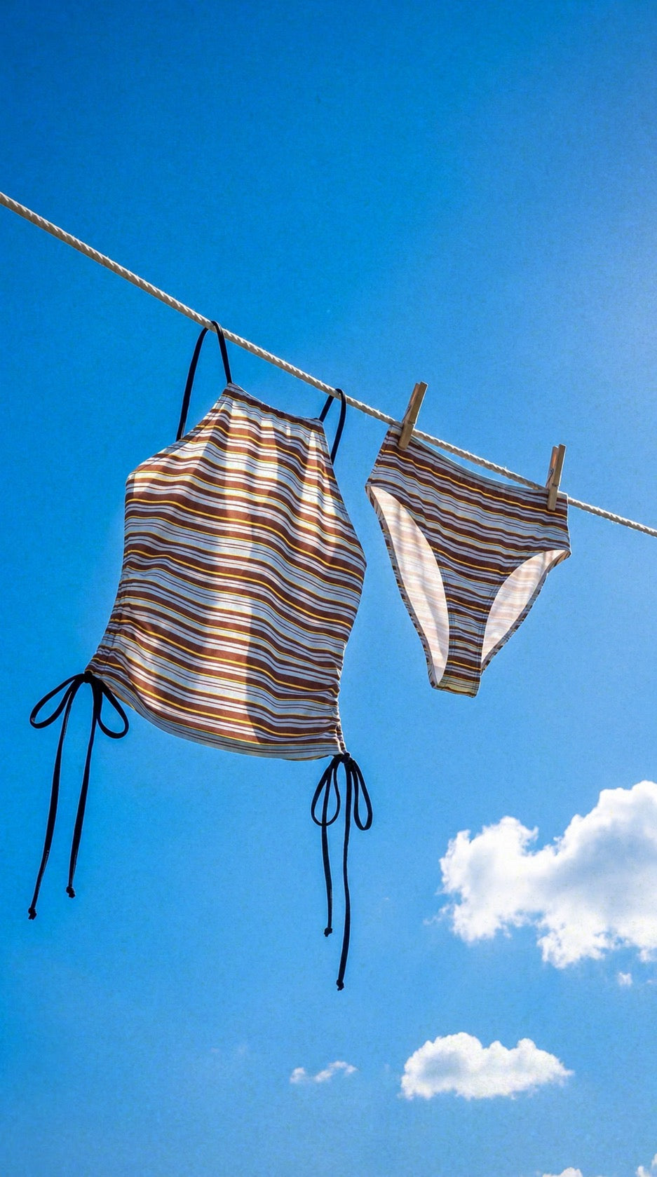 Stripe Halter Split swimsuit