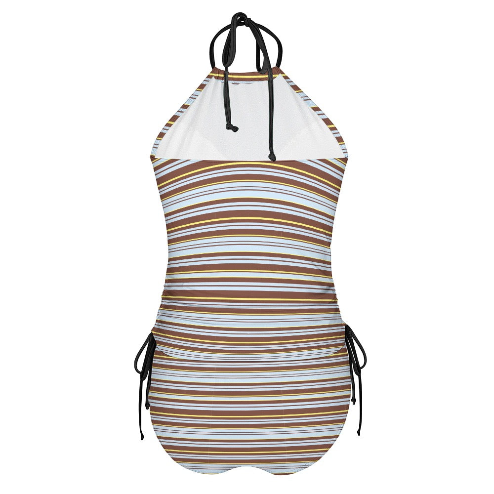 Stripe Halter Split swimsuit